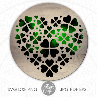 三葉草心、聖派翠克 svg 檔案、心和三葉草 svg - Artisan Craft - 005