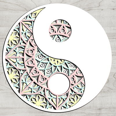 MANDALA YIN YANG Laser Cut Template - LaserCutano - 003