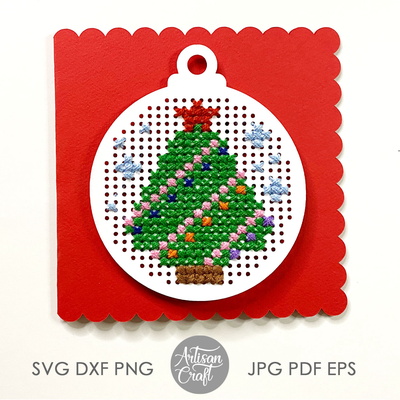 十字繡聖誕裝飾，svg 剪切文件