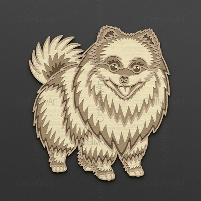 Cute Pomeranian Spitz Dog, 3D layered SVG DXF PNG files - CraftyKittyArt - 001