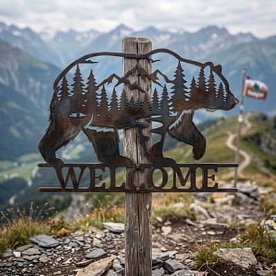 Bear Welcome Sign Laser SVG | Rustic Cabin Decor - HappyDesignStudio - 003