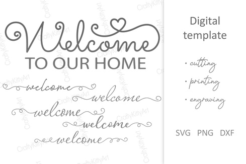 歡迎來到我們的家。歡迎回家捆綁。 svg dxf png 文件 歡迎來到我們的家。歡迎回家捆綁。 svg dxf png 文件 - CraftyKittyArt - 001