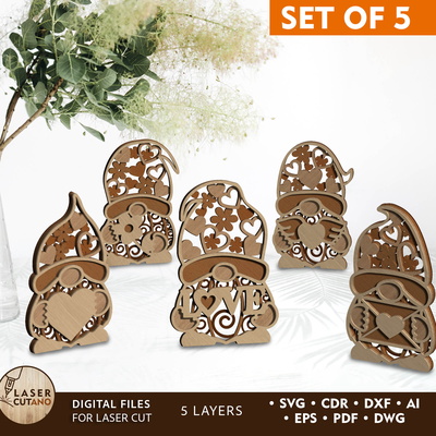 情人節裝飾侏儒，多層模板 - LaserCutano - 002