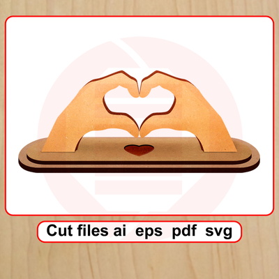 Laser cut SVG template Heart ornament Wedding decor gift - Daniel San - 001