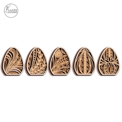 Set of 5 Multilayer Easter Eggs Templates - LaserCutano - 006