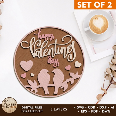 Valentine's Day SET Wall Decorative Ornaments - LaserCutano - 001