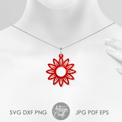 向日葵耳環，svg 切割銼，雷射切割銼 - Artisan Craft - 004