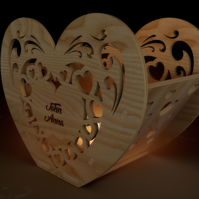 Valentine’s Day Laser Cut Design 💕 - Heart Candle Holder - LaserCutano - 002