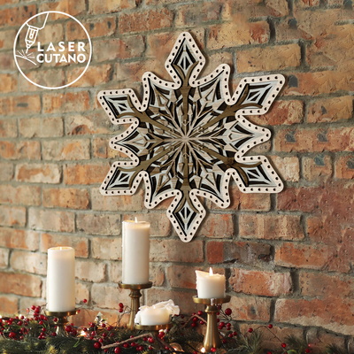 分層雪花 svg - 3d 聖誕節和冬季裝飾文件 - LaserCutano - 002