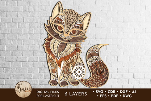 KITTY Multilayer Wall Art, Home Decoration Cat Template KITTY Multilayer Wall Art, Home Decoration Cat Template - LaserCutano - 002