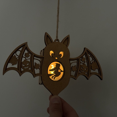 Bat Candle Holder SVG | Halloween Lantern Laser Cut File  - LaserCutano - 005