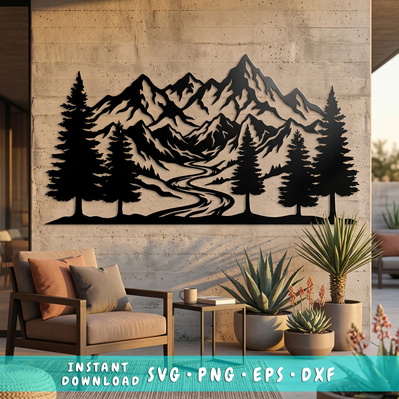 山林金屬牆飾 svg 文件 | cnc 等離子切割文件