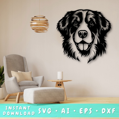 Bernese Mountain Dog Laser SVG - HappyDesignStudio - 001