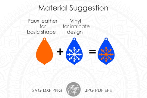 雪花耳環 svg、淚珠耳環、聖誕耳環 雪花耳環 svg、淚珠耳環、聖誕耳環 - Artisan Craft - 001