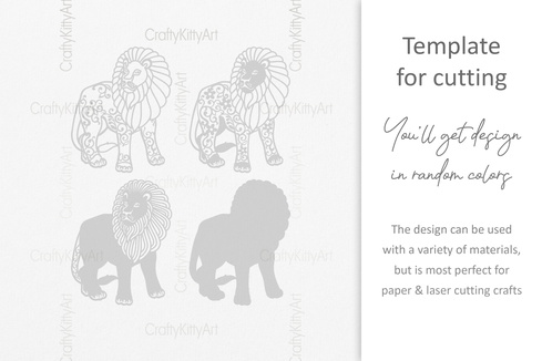 Lion, Floral Wild Cat, 3D layered SVG DXF PNG files Lion, Floral Wild Cat, 3D layered SVG DXF PNG files - CraftyKittyArt - 001
