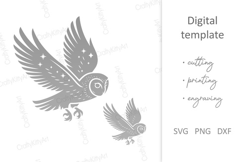 Celestial Owl SVG. Owl with Stars. Magic Barn Owl flying Celestial Owl SVG. Owl with Stars. Magic Barn Owl flying - CraftyKittyArt - 001
