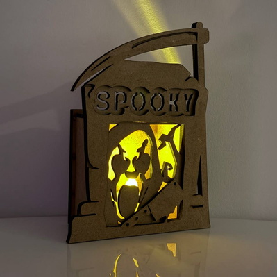 SPOOKY Tombstone Candle Holder | Halloween Lantern  - LaserCutano - 004
