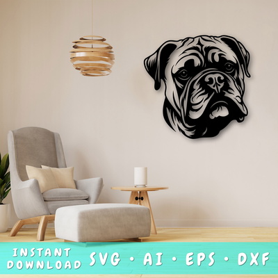 English Bulldog Laser SVG - HappyDesignStudio - 001