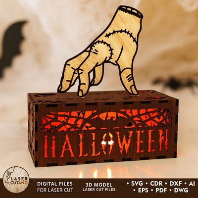 Halloween Hand Lantern SVG File - Spooky Night  Light - LaserCutano - 001
