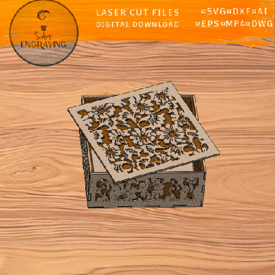 Elegant Floral Box Laser Cut Files - SiArt - 002