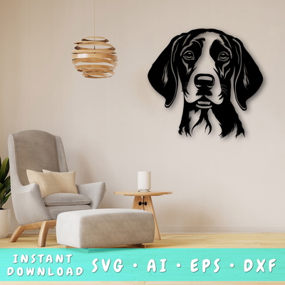 Bluetick coonhound 雷射 svg - HappyDesignStudio - 001