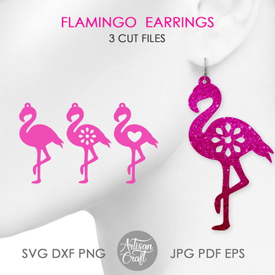 火烈鳥耳環和吊墜激光切割文件包 - Artisan Craft - 001