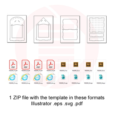 Laser cut Wall bird feeder SVG template woodwork DIY crafts - Daniel San - 005