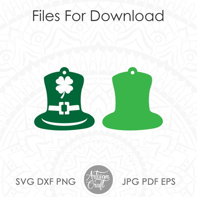 St Patrick's day earrings, leprechaun hat, SVG cut file - Artisan Craft - 005