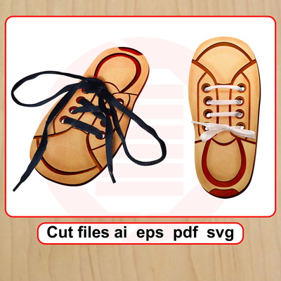 Laser cut Shoe for learn tie lacing Glowforge SVG DIY crafts - Daniel San - 001