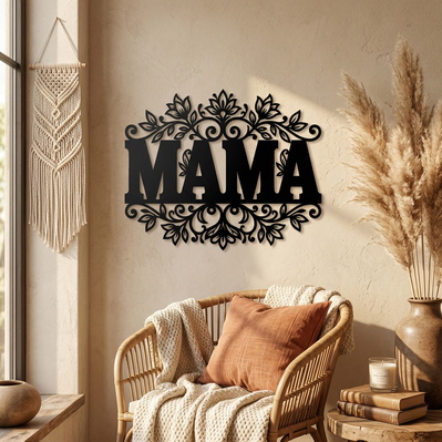 Mama Metal Wall Art SVG, Floral Mama Sign DXF - HappyDesignStudio - 005