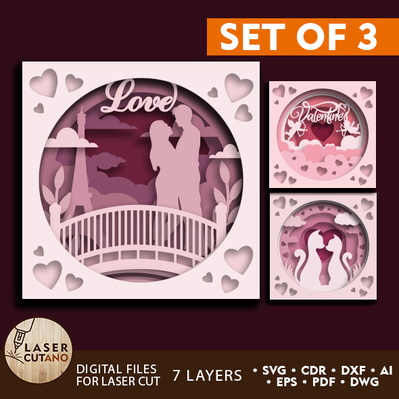 Valentines Day Cut Bundle Gift Decoration Laser Cut Template - LaserCutano - 001