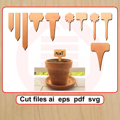 Laser cut SVG Plant pick labels Gardening diy crafts - Daniel San - 001