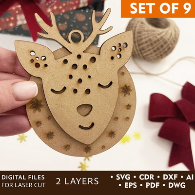 Christmas Tree Cute Decorations Templates - LaserCutano - 001
