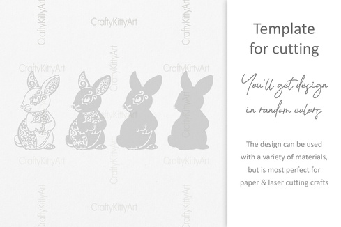 Easter Bunny, Floral Rabbit, 3D layered SVG DXF PNG files Easter Bunny, Floral Rabbit, 3D layered SVG DXF PNG files - CraftyKittyArt - 001