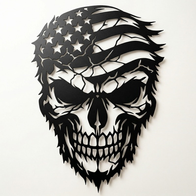 Patriotic Skull Flag Laser SVG - HappyDesignStudio - 002
