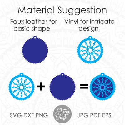 Snowflake earrings SVG, laser cut earrings, Christmas  - Artisan Craft - 005