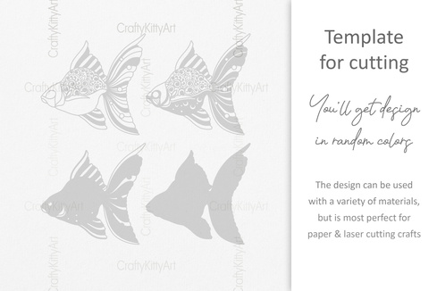 Goldfish, Mandala Gold Fish, 3D layered SVG DXF PNG files Goldfish, Mandala Gold Fish, 3D layered SVG DXF PNG files - CraftyKittyArt - 001
