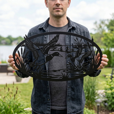 Duck Hunting Metal Sign SVG | Duck Scene Plasma CNC File  - HappyDesignStudio - 005