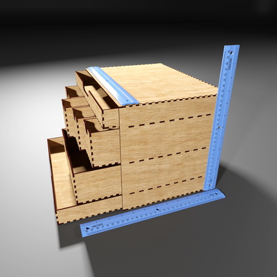 辦公桌收納件 svg | 7抽屜收納盒|雷射切割文件  - 雷射切割專業版 - 005