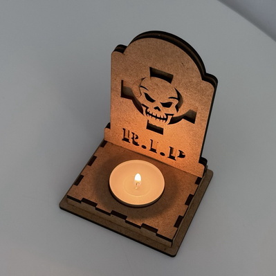 萬聖節 rip 骷髏燭台 | 墓碑燈籠 svg - LaserCutano - 003