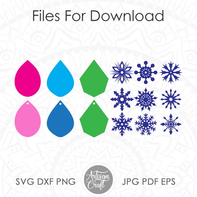 Snowflake Earring SVG, cut files, Christmas Pendant, layered - Artisan Craft - 005