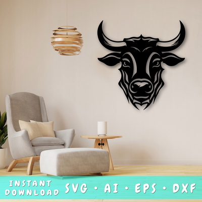 Bull 雷射 svg 切割文件 - HappyDesignStudio - 001