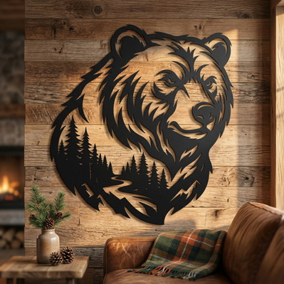 Grizzly Bear Metal Wall Art SVG | Wildlife Forest Bear DXF  - HappyDesignStudio - 002