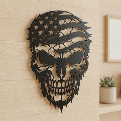 Patriotic Skull Flag Laser SVG - HappyDesignStudio - 003