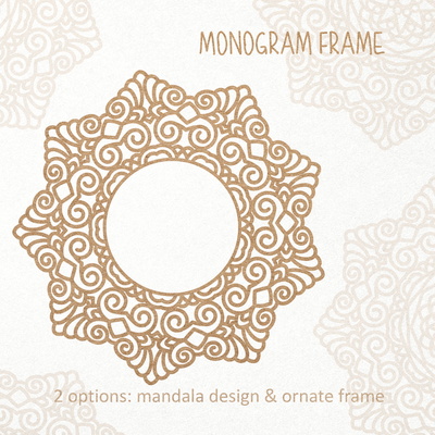 Mandala. Round Monogram Mandala Frame. SVG DXF PNG files - CraftyKittyArt - 001