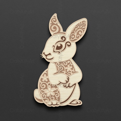 復活節兔子，花卉兔子，3d 分層 svg dxf png 文件 - CraftyKittyArt - 001