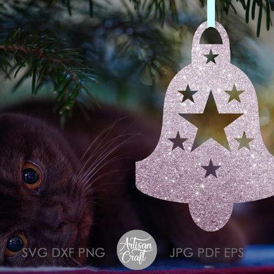 聖誕鈴鐺 svg，雷射就緒文件，單線設計 - Artisan Craft - 002