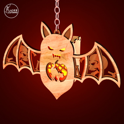 Halloween Bat Lantern SVG – Laser Cut Candle Holder Template