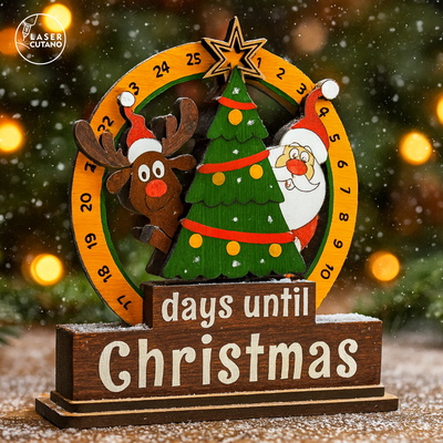 Christmas Countdown Calendar | Santa & Reindeer Advent Laser - LaserCutano - 001