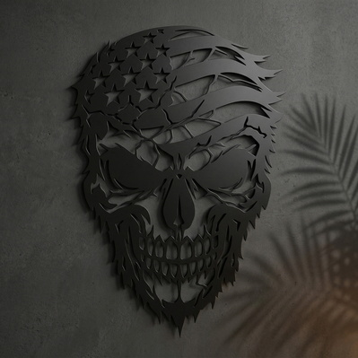 Patriotic Skull Flag Laser SVG - HappyDesignStudio - 004
